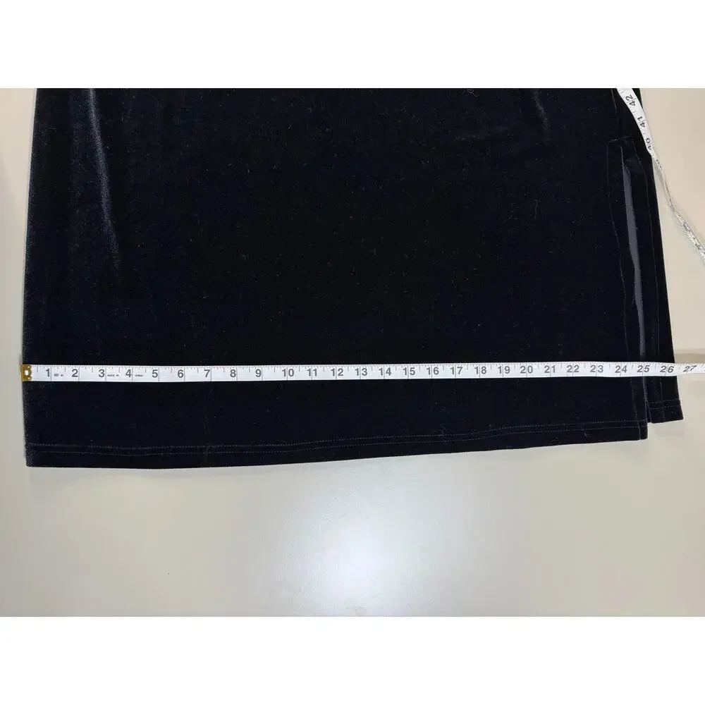 Vintage 90s Y2K Black Velvet Maxi XL Skirt Spooky Halloween Witchy WhimsyGoth - Picture 9 of 9